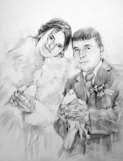Свадебный портрет карандашом
