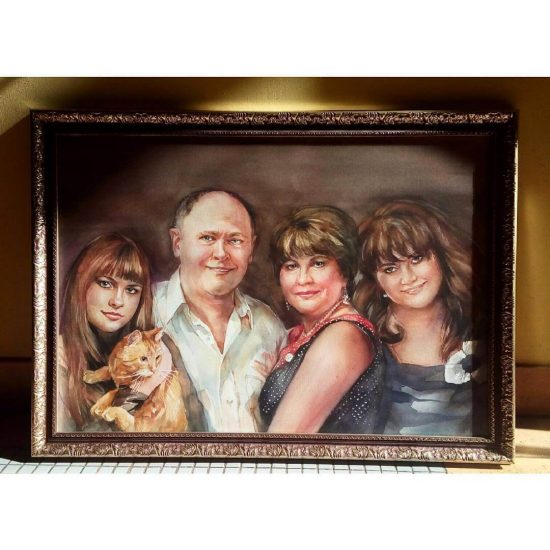 Семейный портрет акварелью и пастелью