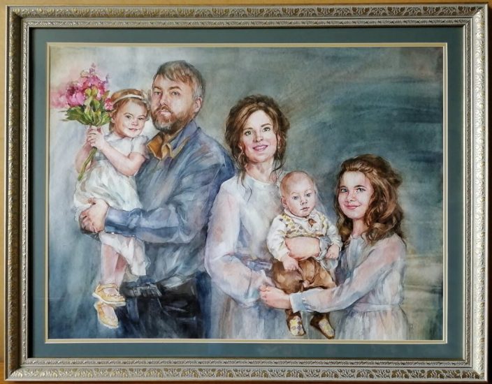 Семейный портрет акварелью